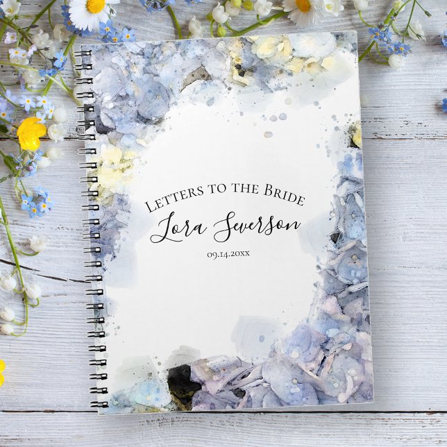 Blue Hydrangea Watercolor Brev till Bride Anteckningsbok (Skapare uppladdad)