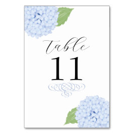 Blue Hydrangea Watercolor Bröllop Bordsnummer