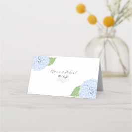 Blue Hydrangea Watercolor Bröllop Placeringskort