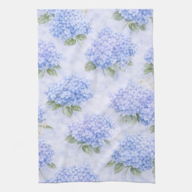 Blue Hydrangea Watercolor Coastal Kitchen Towel Kökshandduk (Vertikal)