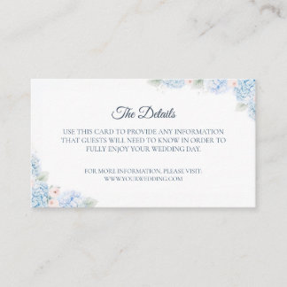 Blue Hydrangea Watercolor Floral Enclosure Card Tilläggskort