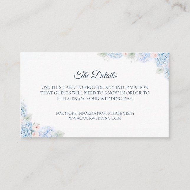 Blue Hydrangea Watercolor Floral Enclosure Card Tilläggskort (Framsida)
