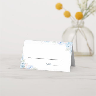 Blue Hydrangea Watercolor Floral Place Card Placeringskort