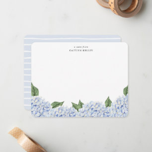 Blue Hydrangea Watercolor Gräns w/Rand, Anpassning Anteckningskort