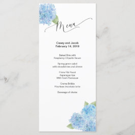 Blue Hydrangea Watercolor Menu Meny