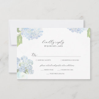 Blue Hydrangea Wedding Response Card OSA Kort