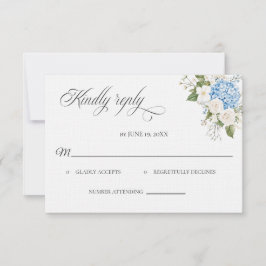 Blue Hydrangea Wedding RSVP card OSA Kort