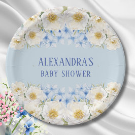 Blue Hydrangea White Blommigt Garden Baby Shower