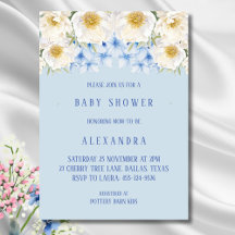 Blue Hydrangea White Blommigt Garden Baby Shower