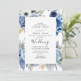 Blue Hydrangea White Wedding Investigation Inbjudningar