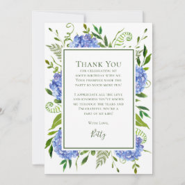 Blue Hydrangeas 100th Birthday Tack Kort