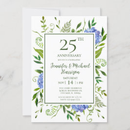 Blue Hydrangeas 25-årsjubilésinbjudan Inbjudningar