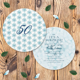 Blue Hydrangeas 50:e överraskande Födelsedagsfest Inbjudningar