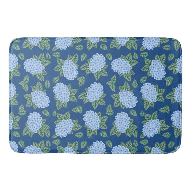 Blue Hydrangeas Anpassningsbar Bath Mat Badrumsmatta (Framsidan)
