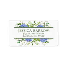 Blue Hydrangeas Baby Shower Returadress
