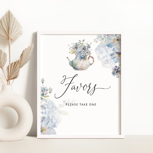 Blue Hydrangeas babydusch Favors Poster (Skapare uppladdad)