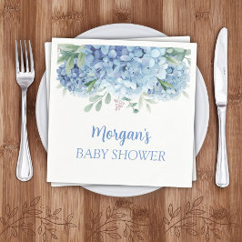 Blue Hydrangeas Blommigt Boy Shower Pappersservett
