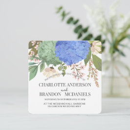 Blue Hydrangeas Blommigt Bröllop Inbjudningar