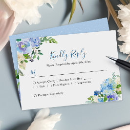 Blue Hydrangeas Blommigt Chic Bröllop OSA Kort