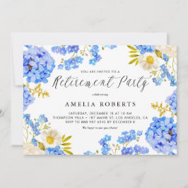 Blue Hydrangeas Blommigt Winter Pension Party Inbjudningar