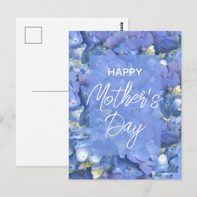 Blue Hydrangeas Blooms Mors dag Vykort (Fram/baksida)