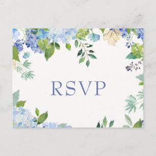 Blue Hydrangeas Bröllop OSA med val av måltid Vykort