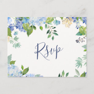 Blue Hydrangeas Bröllop OSA med val av måltid Vykort