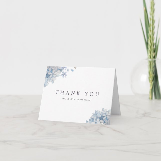 Blue Hydrangeas Bröllop Tack (Framsida)