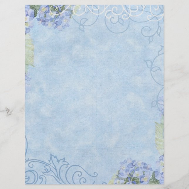 Blue Hydrangeas, Butterfly och Swirl Modern Blommi (Framsida)