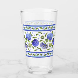 Blue Hydrangeas Finare Löv Gräns Glaskopp