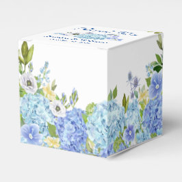 Blue Hydrangeas Greenery Blommigt Gift Bröllop Presentaskar