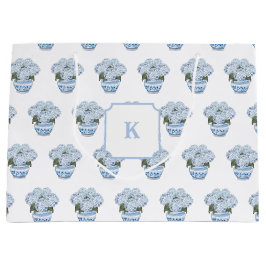 Blue Hydrangeas in Chinoiserie Pot