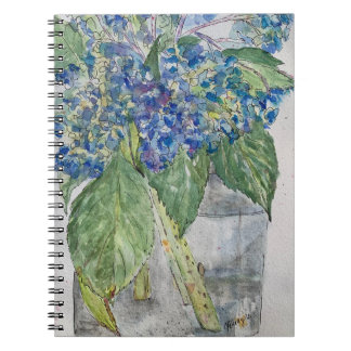 Blue Hydrangeas in Water spiral notebook Anteckningsbok