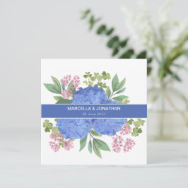Blue Hydrangeas Modern Bouquet Anpassningsbar Inbjudningar