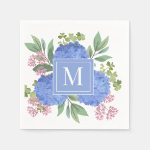 Blue Hydrangeas Modern Bouquet Anpassningsbar Mono Pappersservett