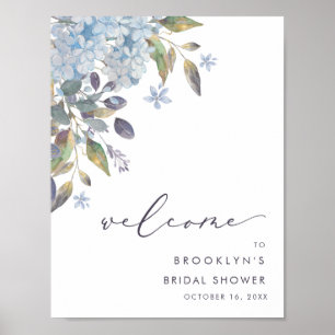 Blue Hydrangeas Möhippa Välkommen Poster
