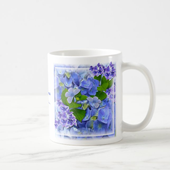 Blue Hydrangeas och Butterflies Kaffemugg (Höger)
