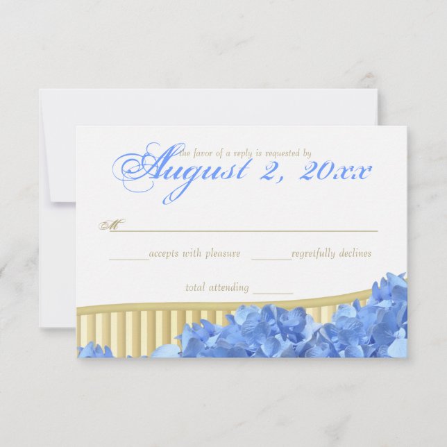 Blue Hydrangeas och Guld Rand OSA Kort (Framsida)
