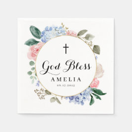 Blue Hydrangeas och Ro Välsigna dig Baptism Pappersservett