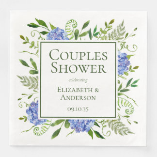 Blue Hydrangeas Par Shower Pappersservett
