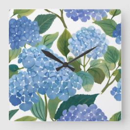 Blue Hydrangeas | Snygg Blommigt Bush Fyrkantig Klocka