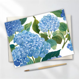 Blue Hydrangeas | Snygg Blommigt Bush Helg Vykort