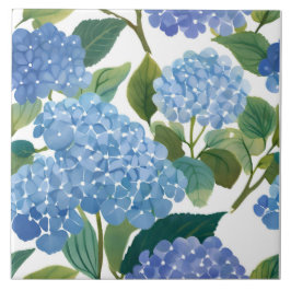 Blue Hydrangeas | Snygg Blommigt Bush Kakelplatta