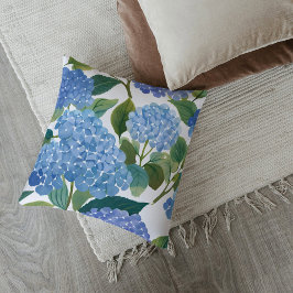Blue Hydrangeas | Snygg Blommigt Bush Kudde