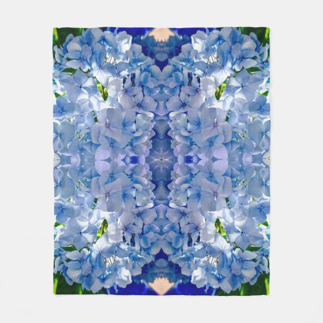 Blue Hydrangeas Spegel Mönster Fleecefilt (Framsidan)