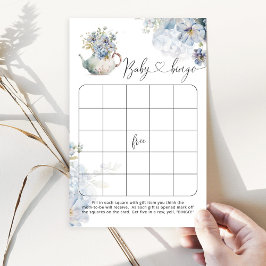 Blue Hydrangeas tekanna Baby duscha bingo-spel