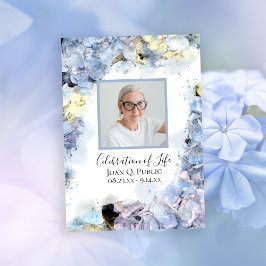 Blue Hydrangeas Watercolor Firande of Life Inbjudningar