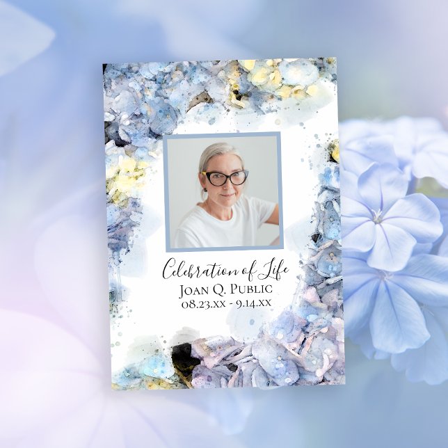 Blue Hydrangeas Watercolor Firande of Life Inbjudningar (Skapare uppladdad)