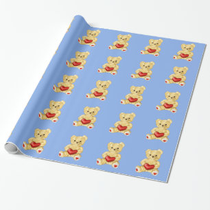 Blue HypNotification Cute Nalle Mönster Presentpapper