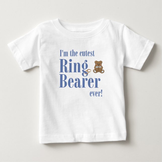 Blue I är Cutest Ring Bearer någonsin Bröllop T Shirt (Framsida)